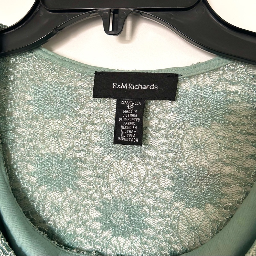 R&M Richards Lace and Sequin Two-Piece Jacket and Dress Set Mint - Picture 5 of 6
